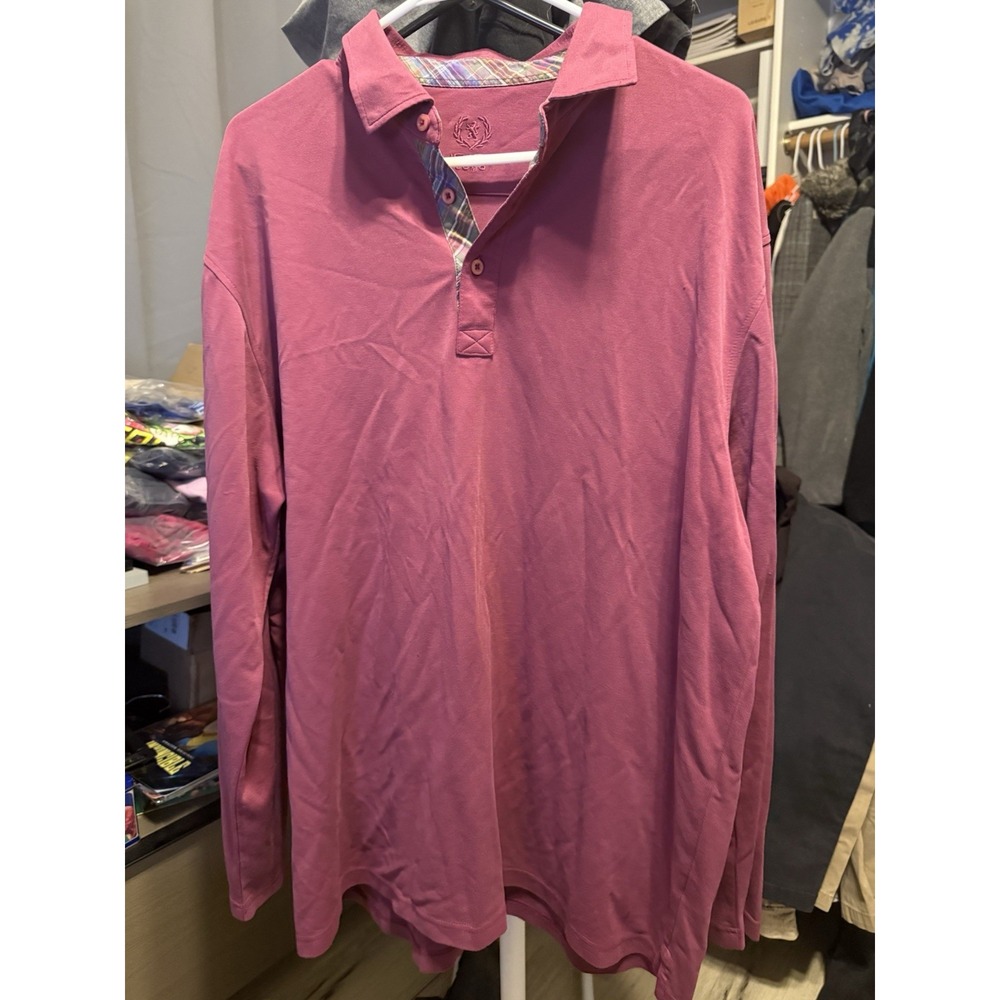 Bugatchi Umo Size Xl Long Sleeve Polo Maroon